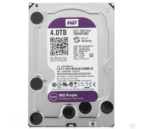 Жесткий диск SATA-3 4Tb WD Purple 5400rpm
